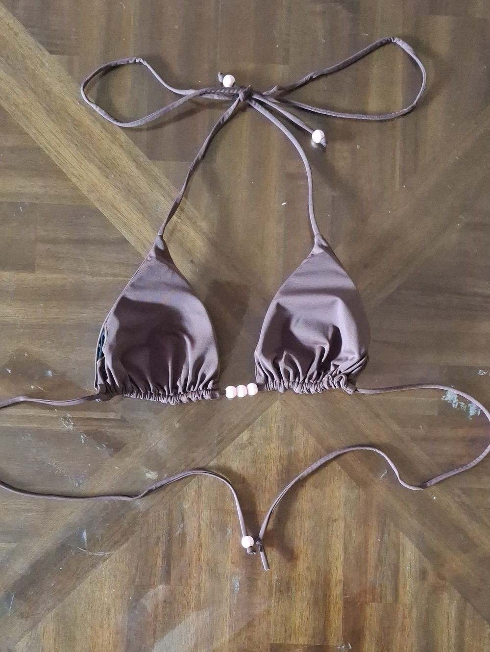 Brown Triangle String Bikini Top